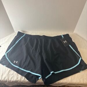 Under Armour Women's Running Shorts Black/Blue RN 96510 CA41095 Size 3XL NEW